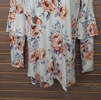 P.S. Kate - Women's Floral Cage Front Ruffle Long Sleeve