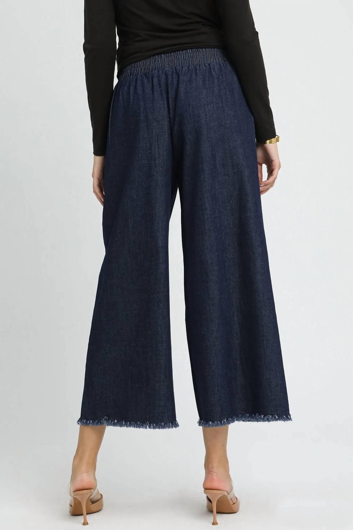 Umgee - Fringe Hem Wide Leg Pants