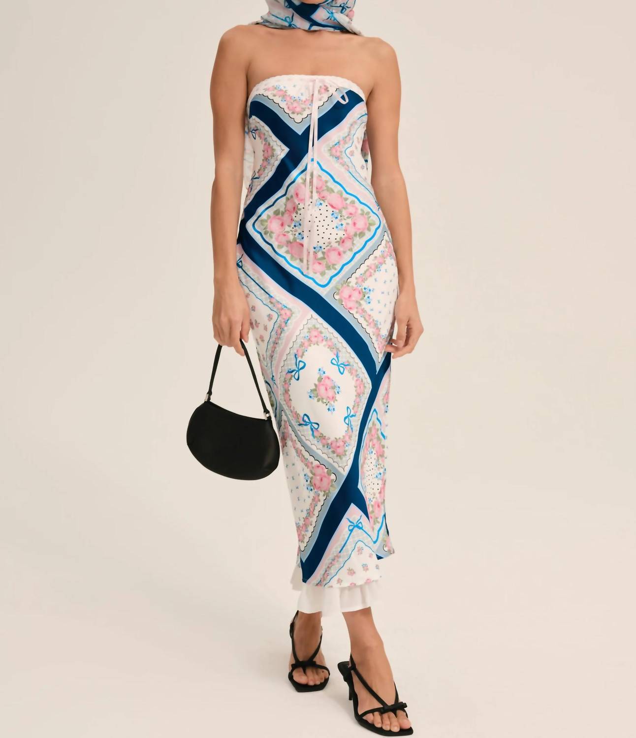 For Love & Lemons - Mae Floral Strapless Slip Midi Dress