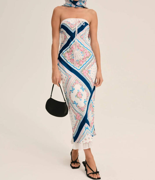 For Love & Lemons - Mae Floral Strapless Slip Midi Dress