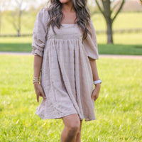 Sweet Lemon Latte Babydoll Dress in beige - women's dress - alternate view