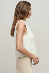 BAREFOOT DREAMS Ultra Lite Button Front Vest in pearl - women's jacket - detail view