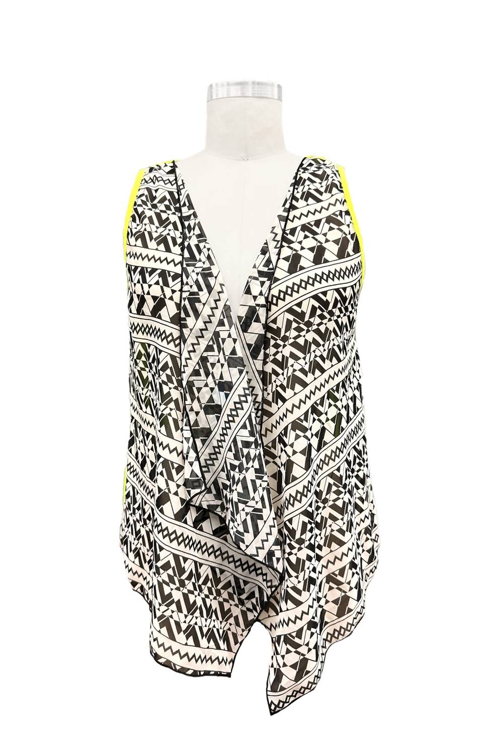 Paparazzi - Geometric Open Front Drape Vest With Keyhole Back