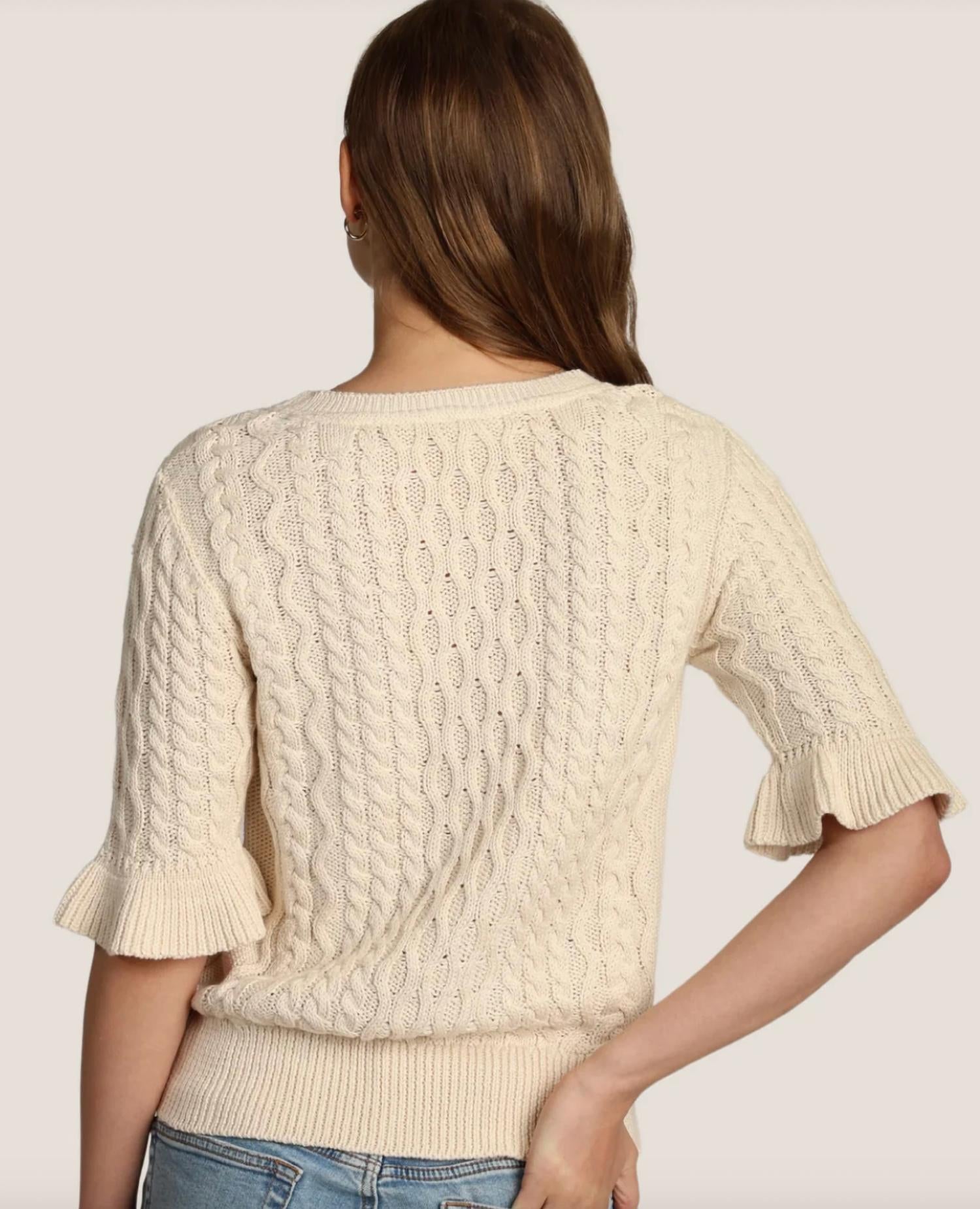 Dylan - Ruffle Sleeve Crew Top