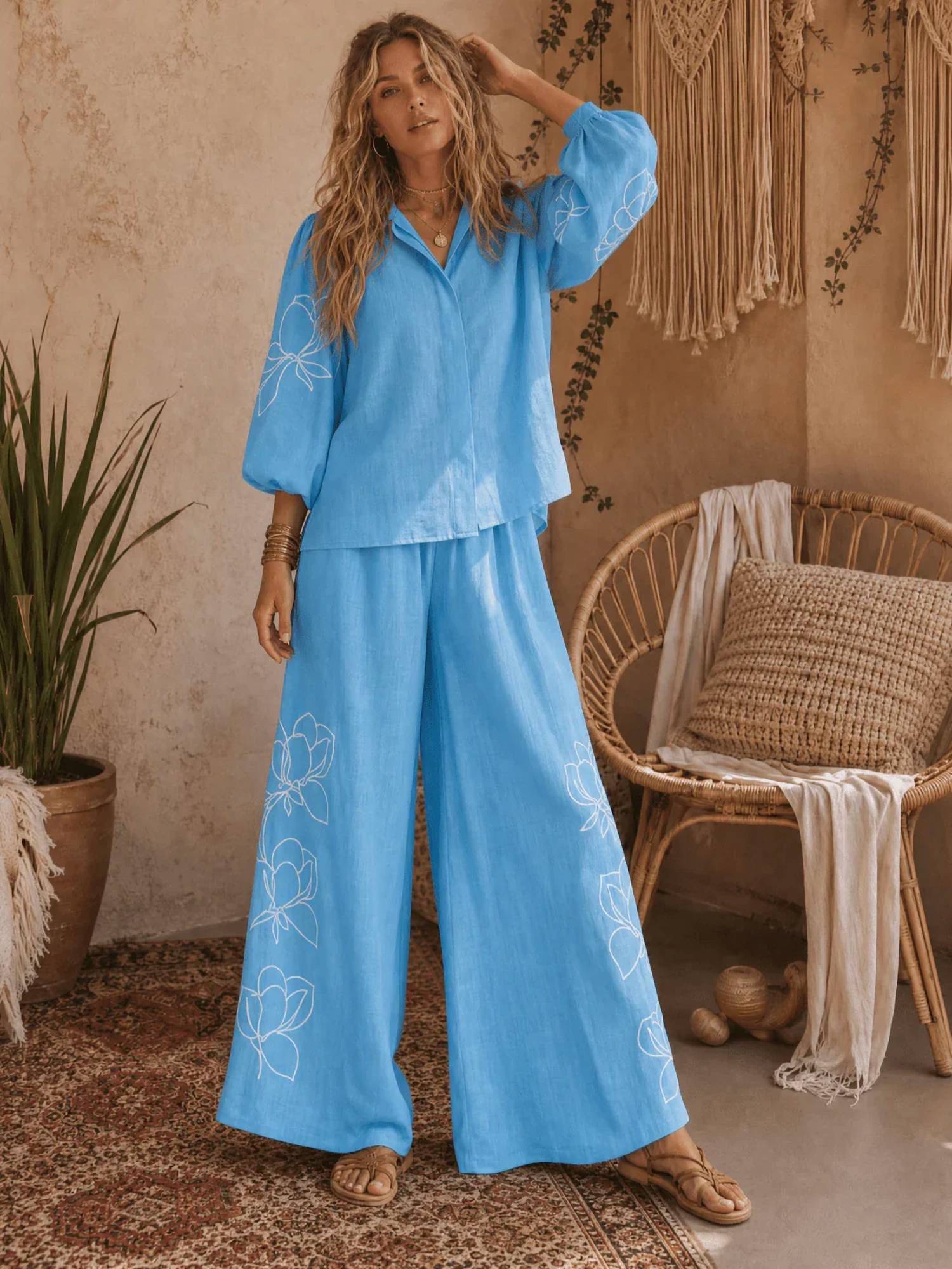 Little Secret Of Mine - Floral Wide Leg Pants Set