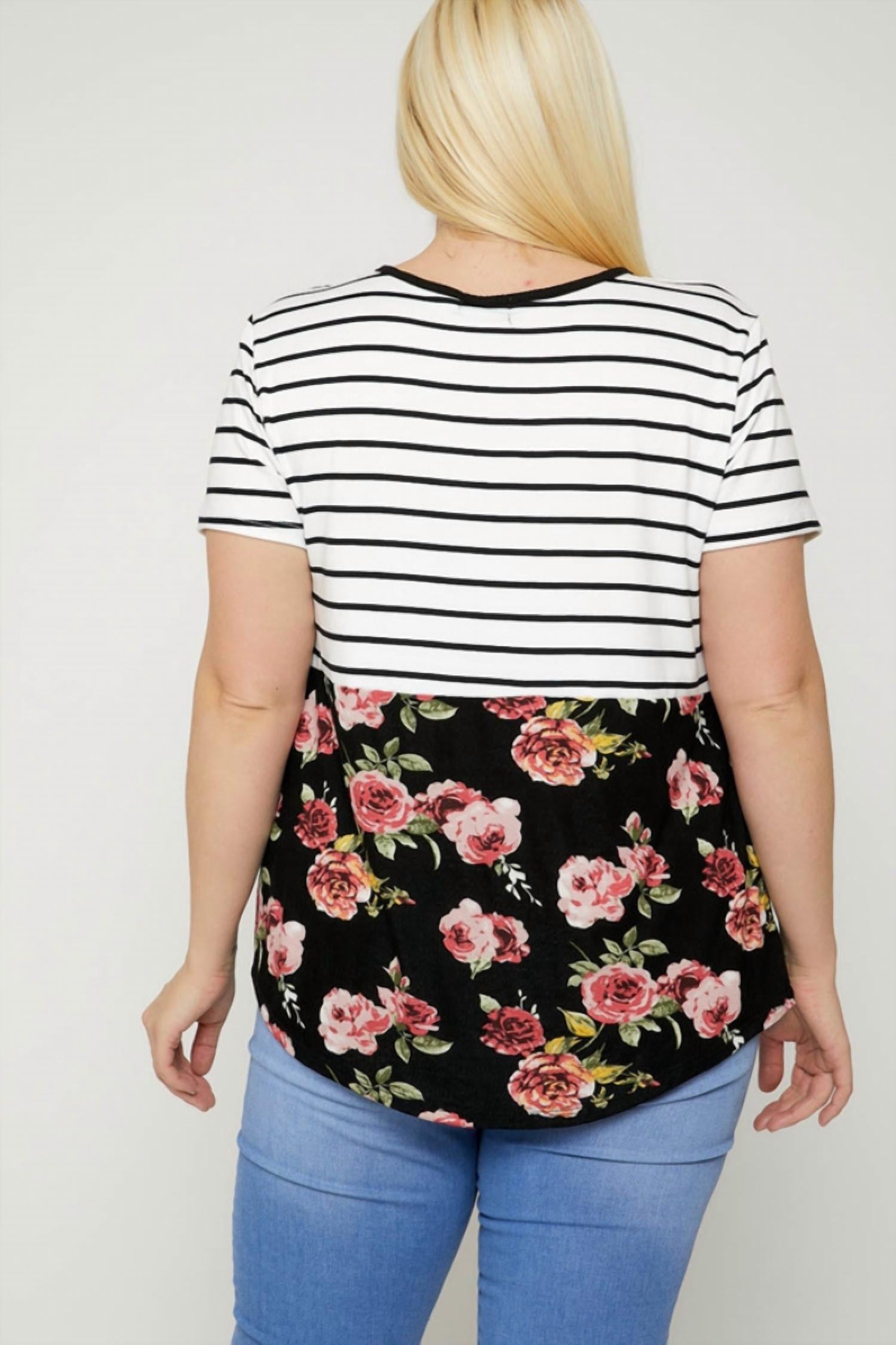 Poliana - Stripe & Floral Top