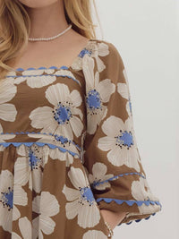 Entro - Floral Ric Rac Trim Babydoll Dress