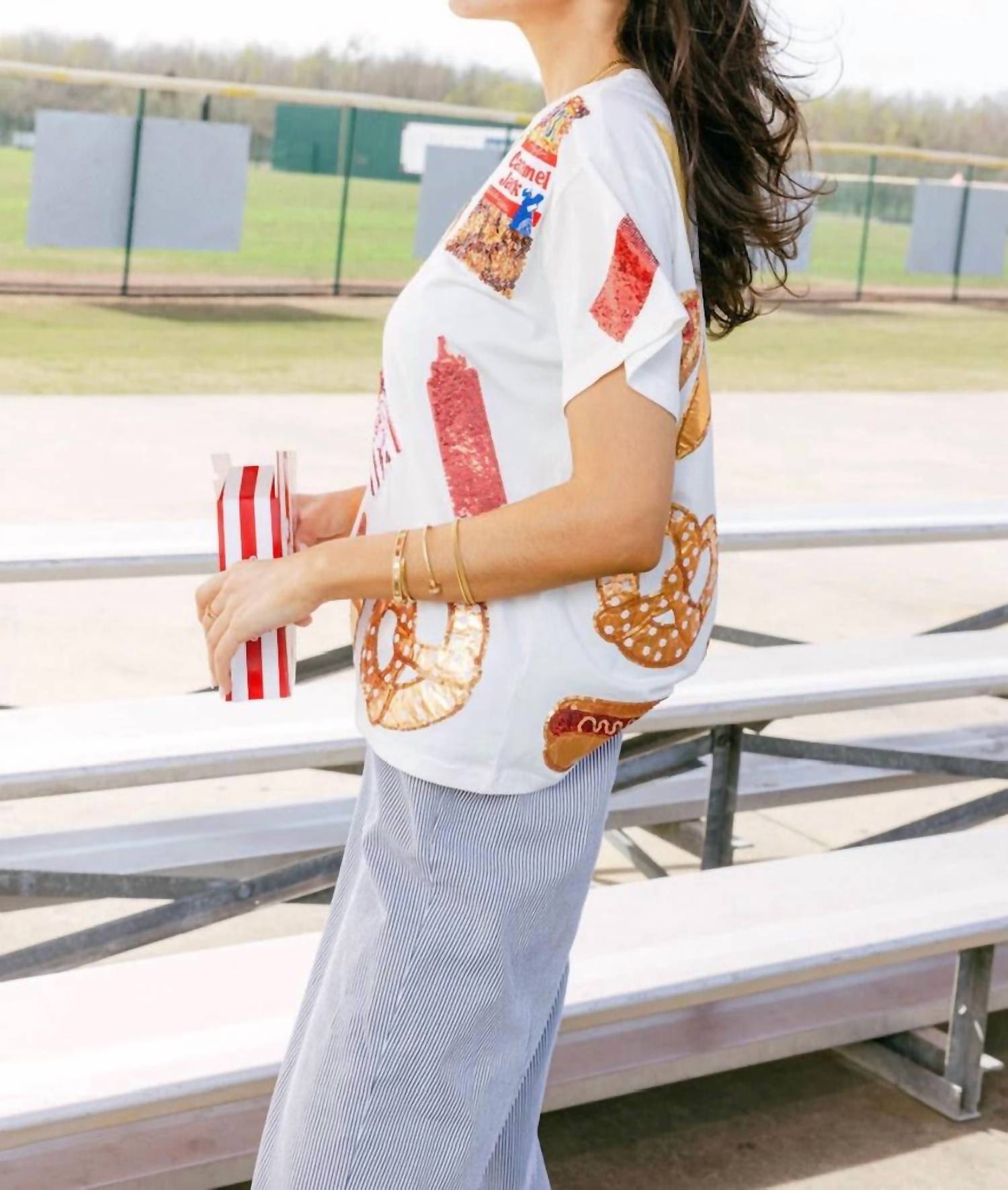 QUEEN OF SPARKLES Ballpark Food Tee in white - women's t-shirt - view 5