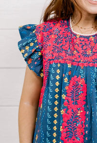 Oh My Stars Apparel Kinley Top in multi - women's blouse - detail view