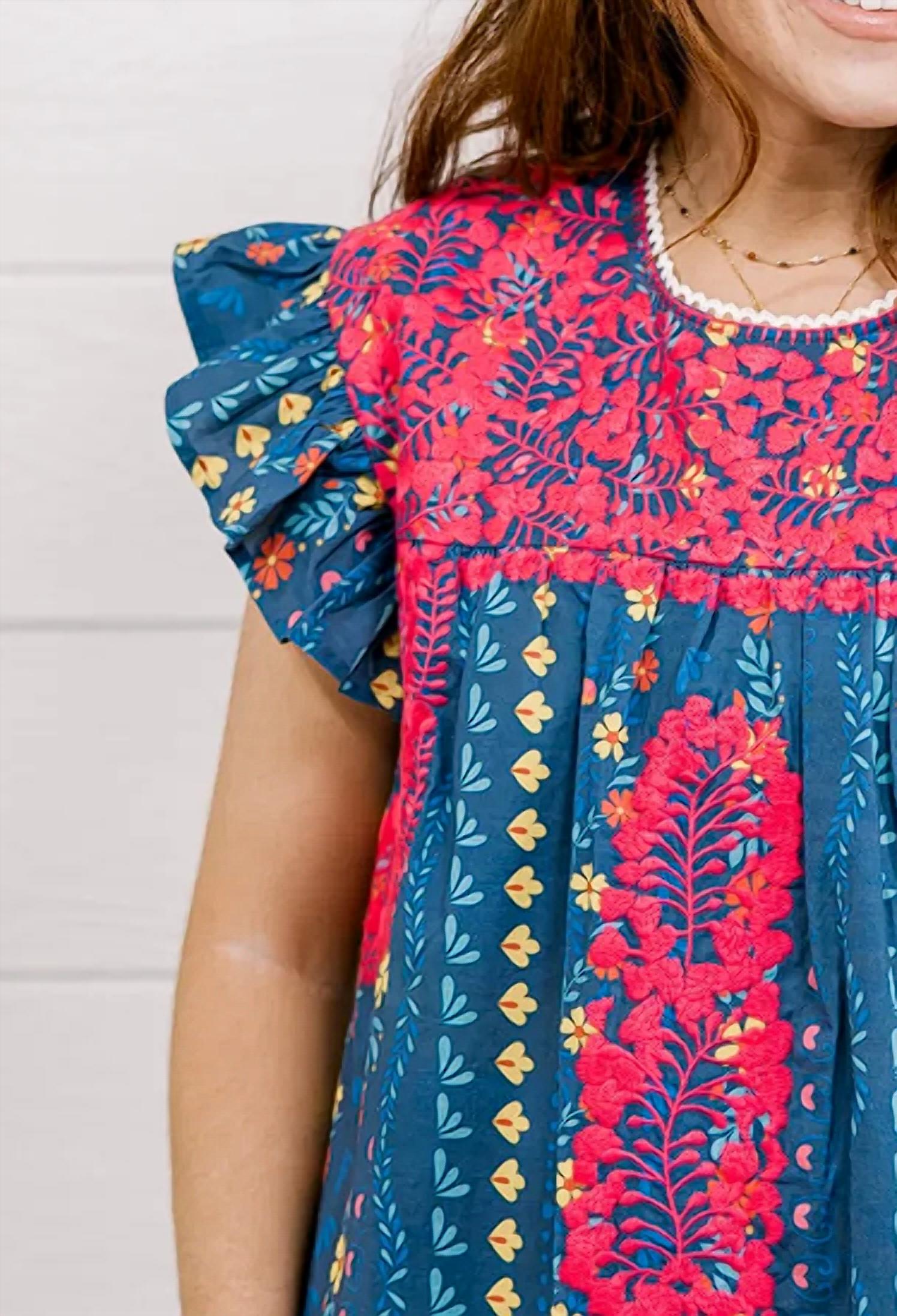 Oh My Stars Apparel Kinley Top in multi - women's blouse - detail view