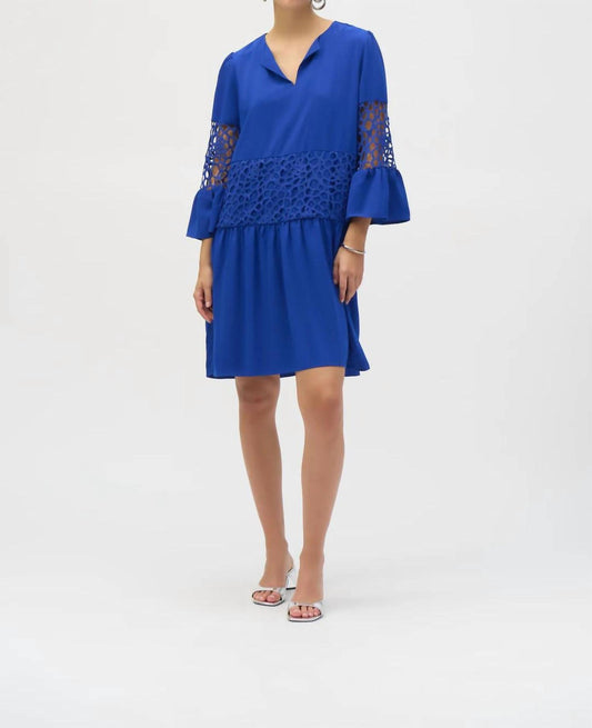Joseph Ribkoff - Laser Cut Sleeves A-line Dress