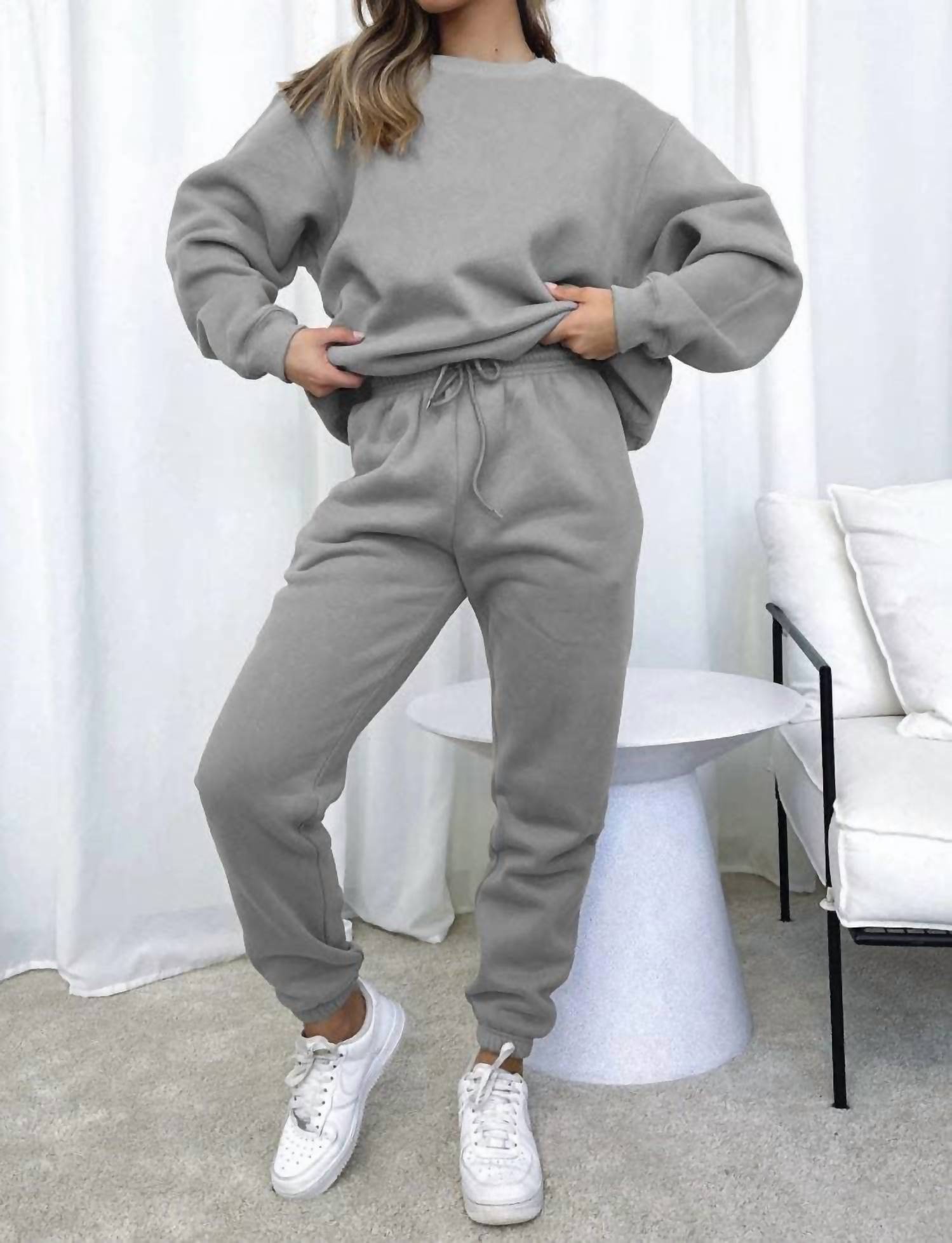 Sweetkama Living my Cozy Life Sweatsuit Sets in grey - women's sleepwear - detail view