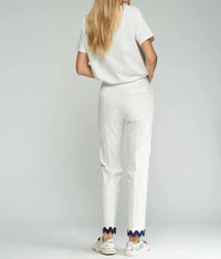 Vilagallo - Straight Leg Trousers Pants With Rick Rack Hem