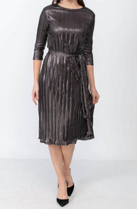 Kmw - Metallic Pleated A- Line Dress