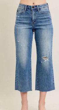 Judy Blue - High Waist Raw Hem Crop Jeans