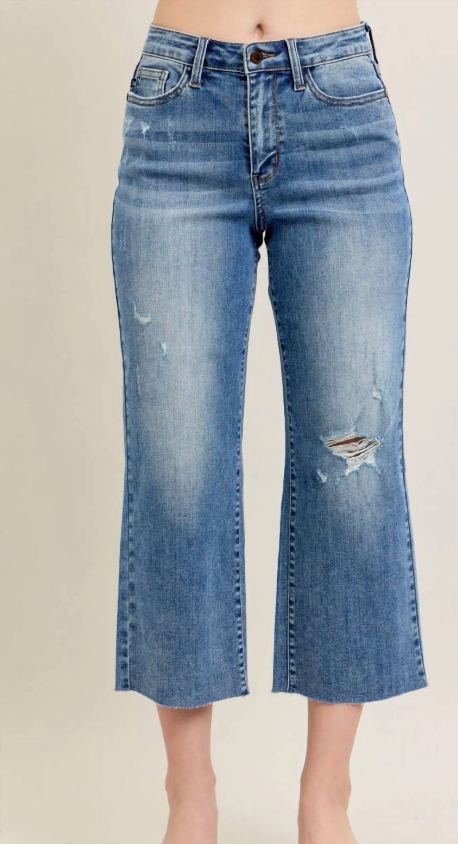 Judy Blue - High Waist Raw Hem Crop Jeans