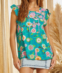 Andree By Unit - Flutter Sleeve Embroidered Top