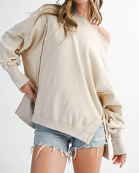 Aemi + Co - Oversized Seam Detail Pullover Sweatshirt