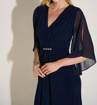 Joseph Ribkoff - Chiffon Split Sleeve Ruched Sheath Dress