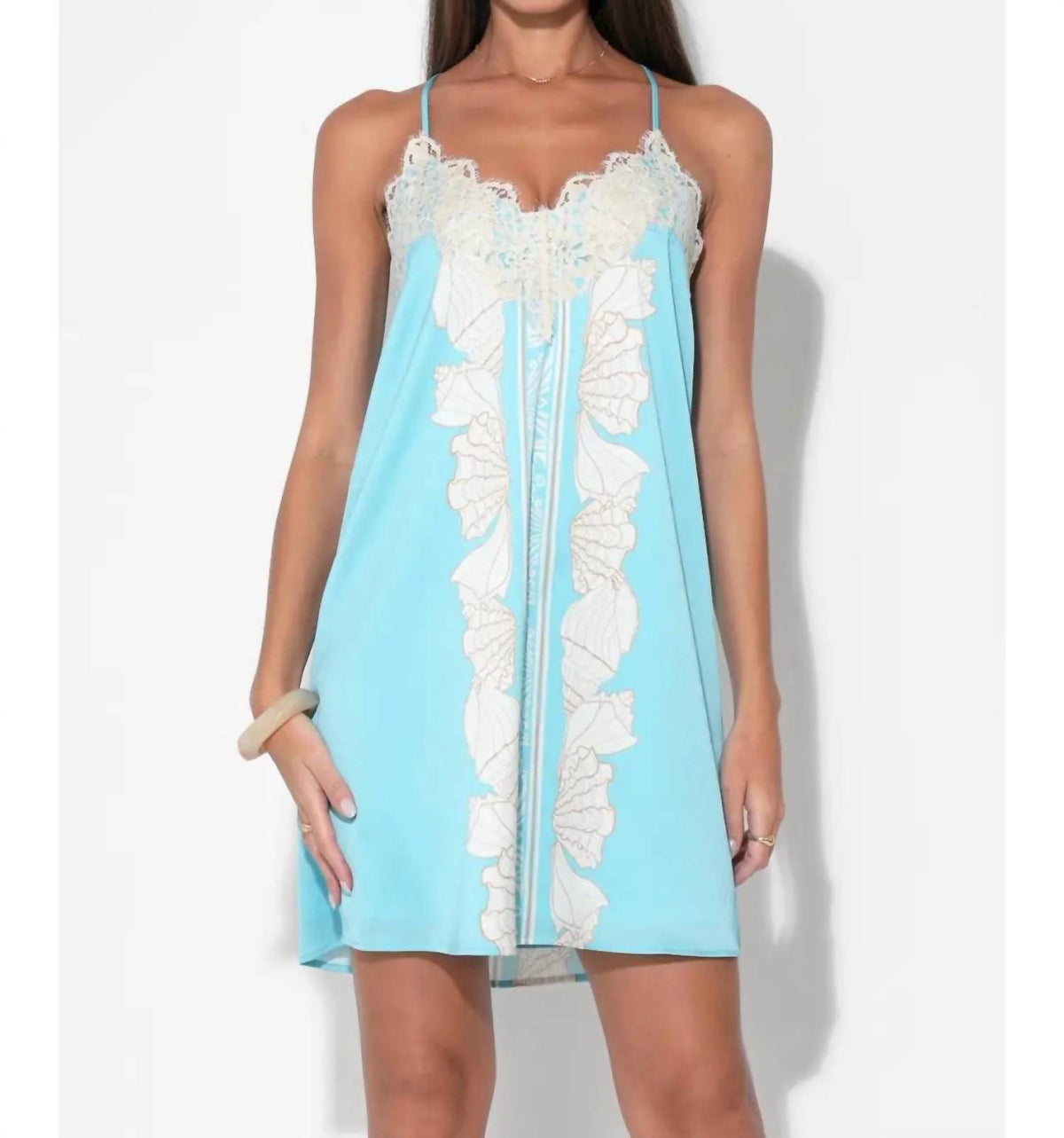 Adelyn Rae - Celeste Lace Trim Seashell Mini Dress