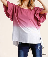 Umgee - Ombre Butterfly Ruffle Sleeve Top