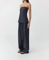 St. Agni STRAPLESS ROULEAU TIE TOP in ink stripe - women's shirt - view 4