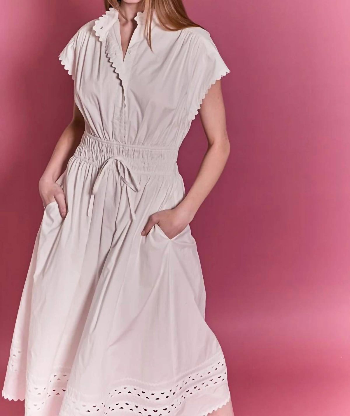 English Factory - Scallop Ric Rac Midi Dress