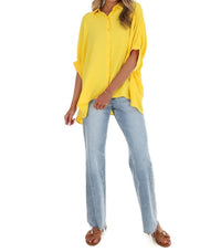 Day + Moon - Women's Fingers Crossed Oversized Button Down Top