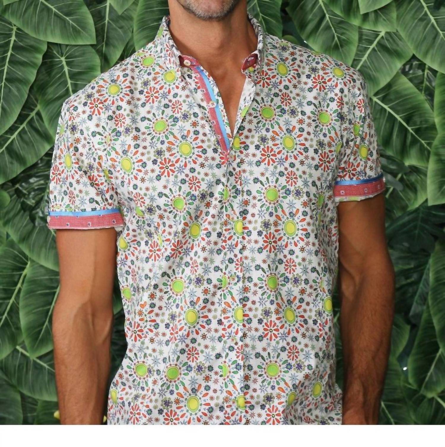 Eight X - Radiant Sun Pattern Short Sleeve Shirt With Trim