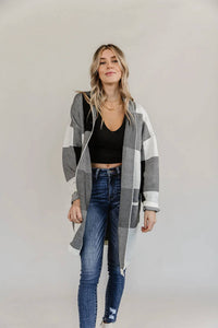Ampersand Ave - Windowpane Plaid Cardigan - Plus