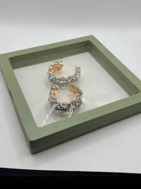 Sohi - Women's Plated Stone Hoop Earrings