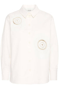 Ichi - Crochet Insert Button-down Blouse