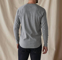 The Normal Brand Puremeso Everyday Henley Tee in athletic grey - men's long sleeve top - alternate view