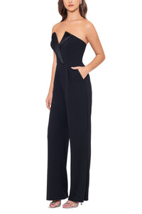 Betsy & Adam - Tasha Strapless Back Zipper Side Pockets Tuxedo Jumpsuit