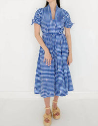 Meet Me In Santorini - Gingham Print Midi Dress