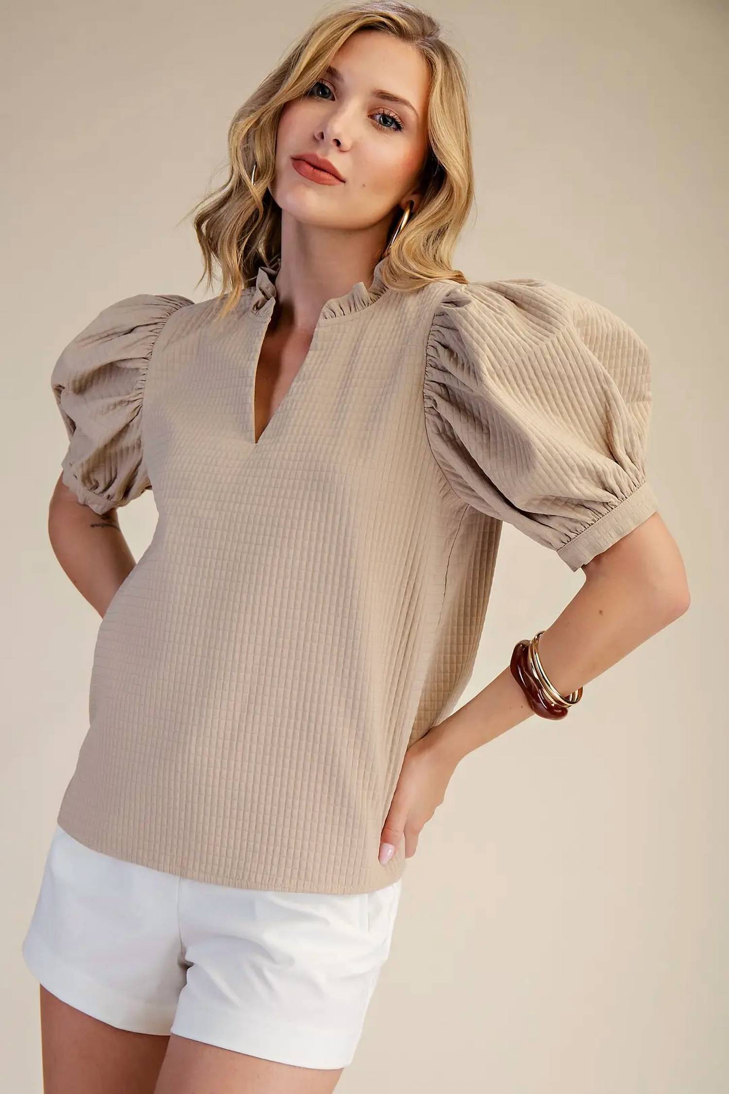 Glam - Ruffle Puff Sleeve Top