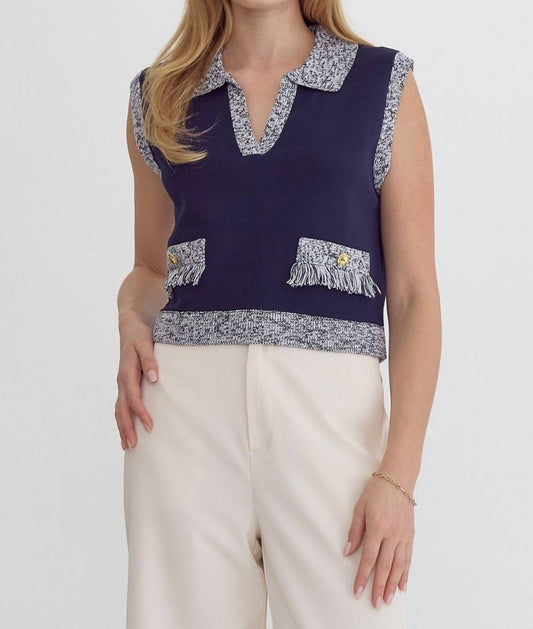 Entro - Collared Sleeveless Top