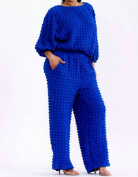 Karen T Design - Relaxed-fit Top With Trendy Balloon Sleeves And Wide-leg Pants