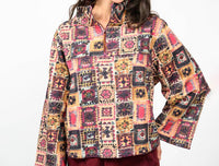 Ivy Jane - Crochet Printed Half Zip Jacket