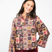 Ivy Jane - Crochet Printed Half Zip Jacket