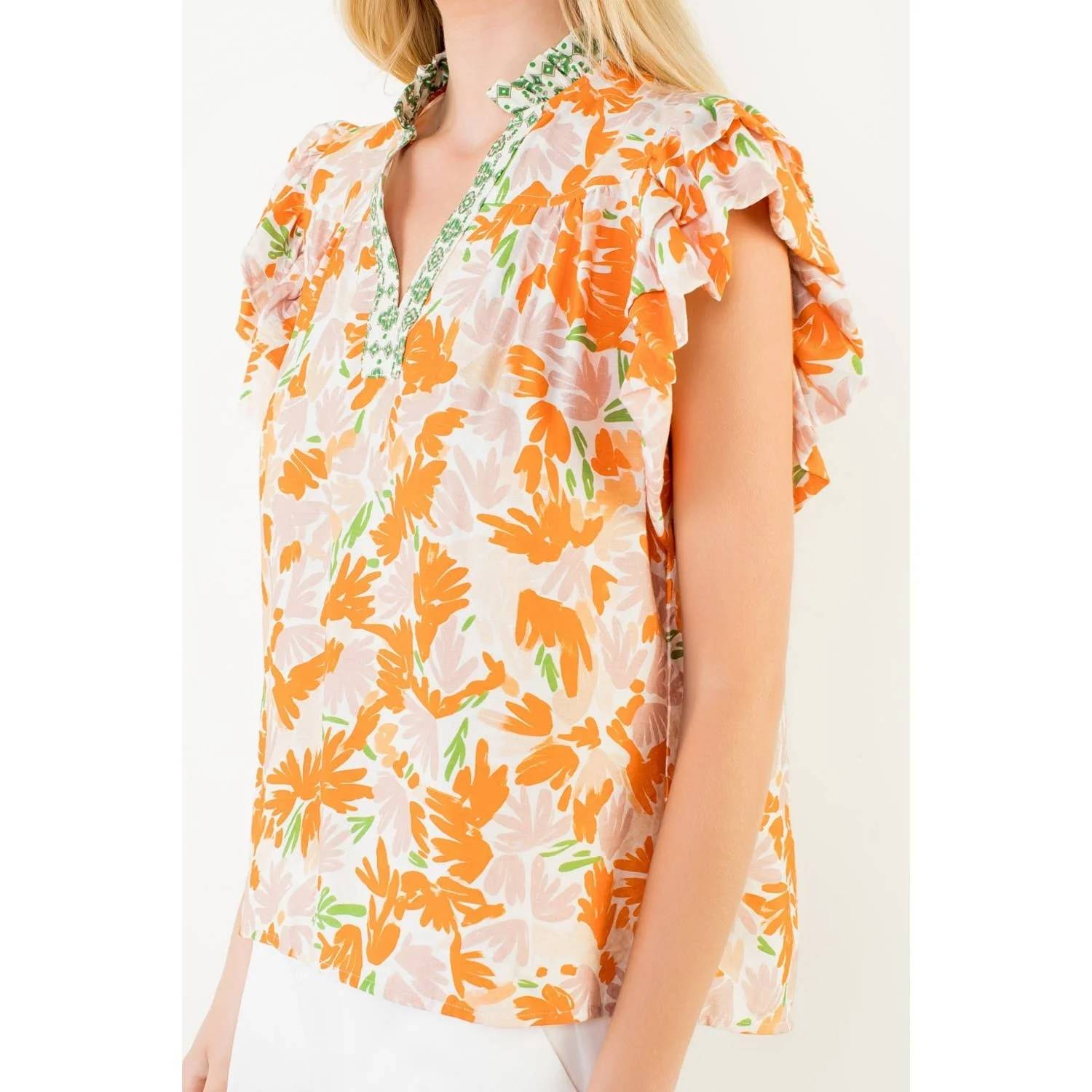 Thml - Flowy Sleeve V Neck Top