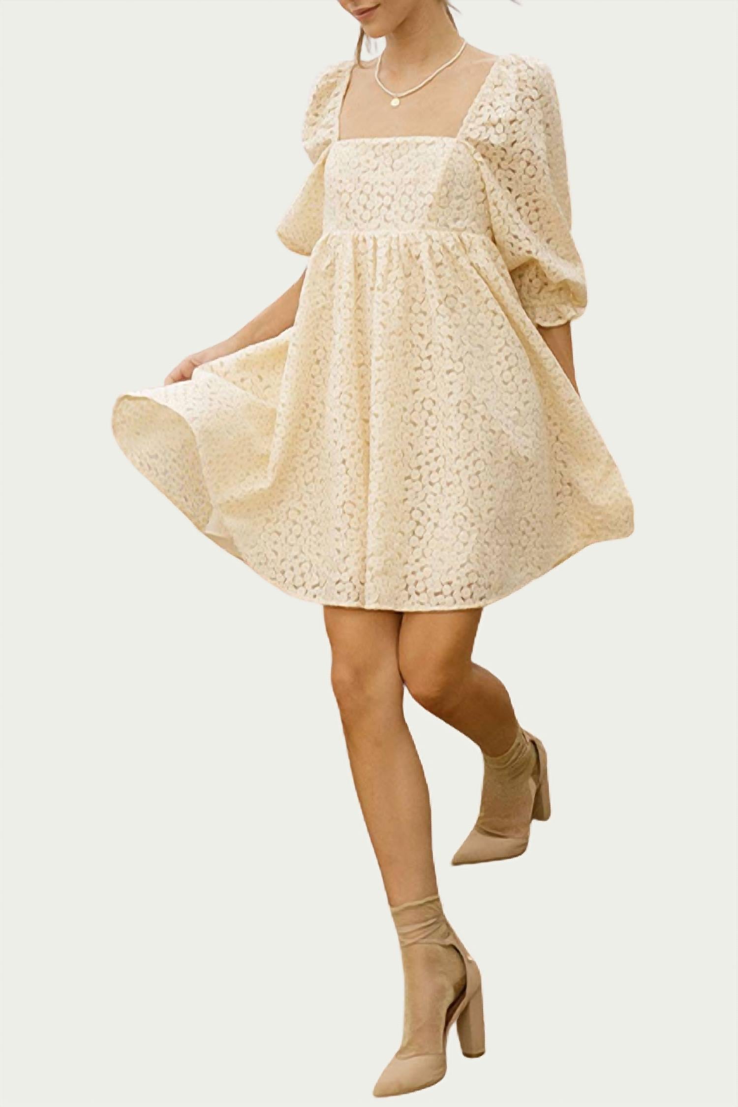 CROCHET-LACE BABY DOLL MINI DRESS