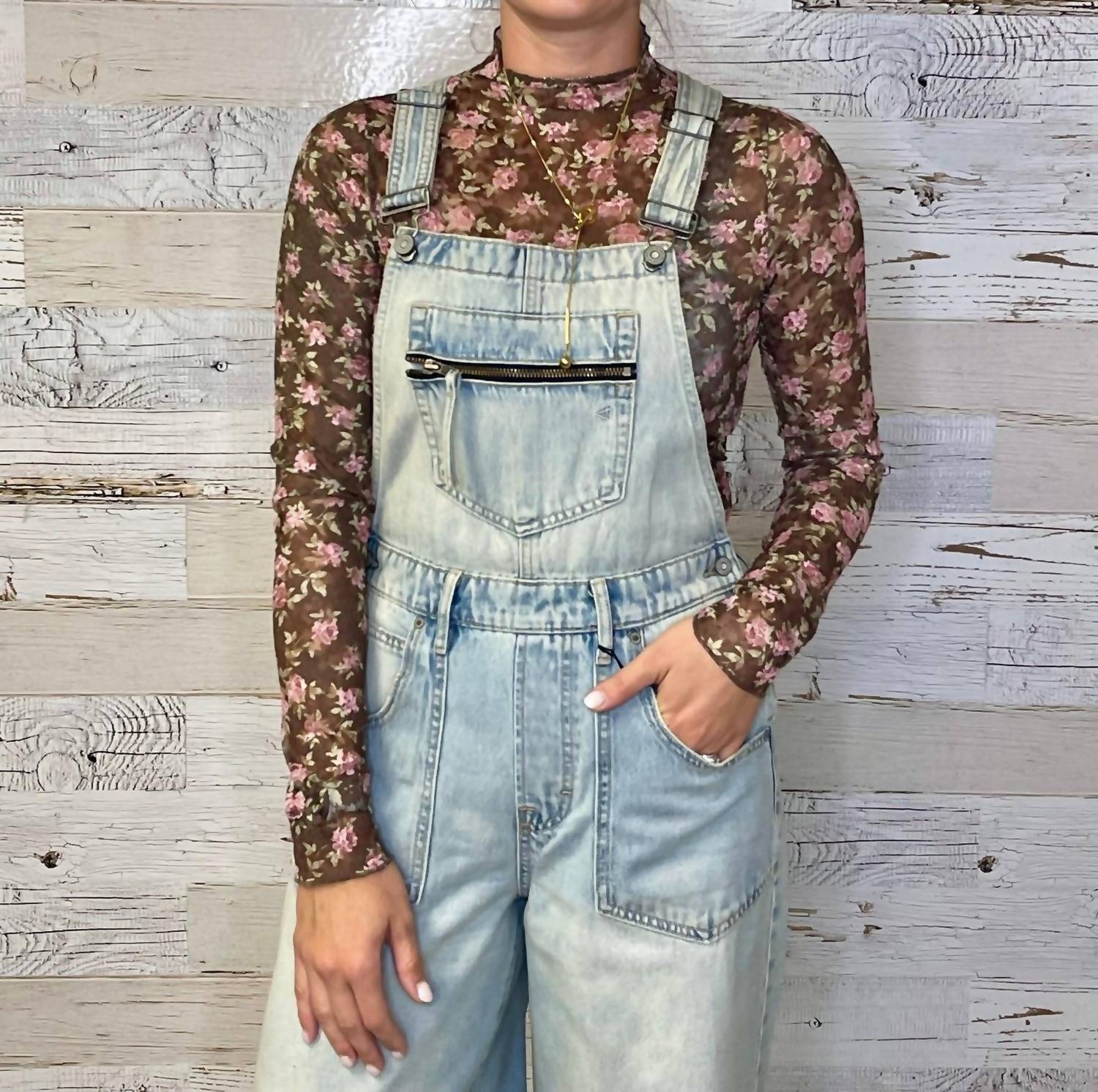 Hidden - Wide Leg Denim Overall