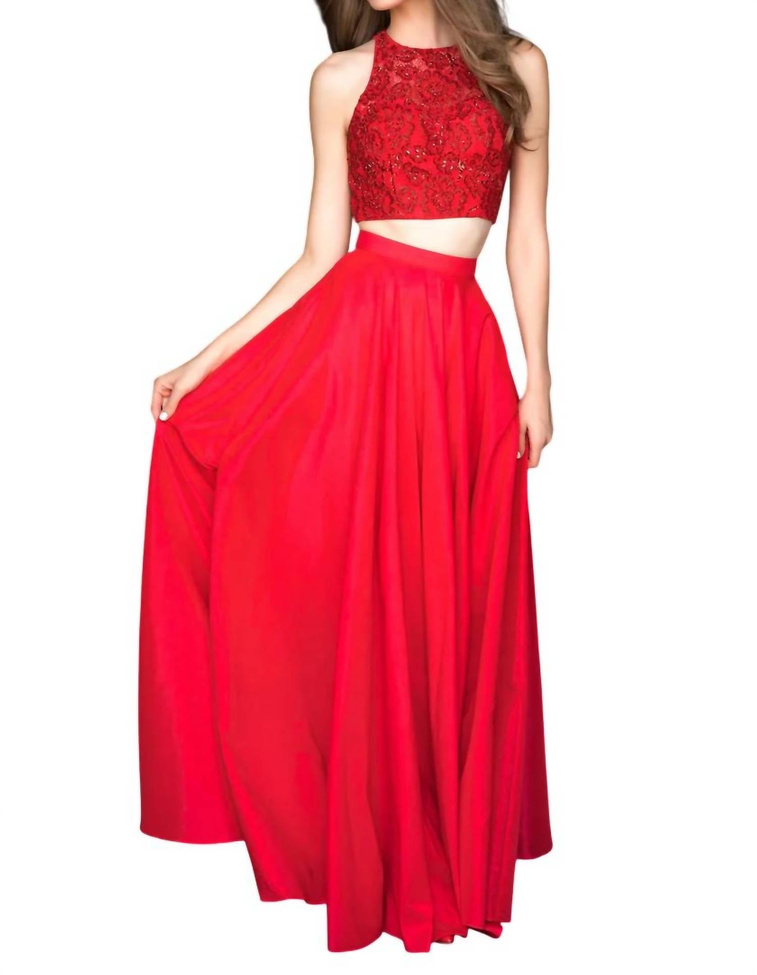 Sherri Hill - Two-Piece Lace Appliqued Prom Dress