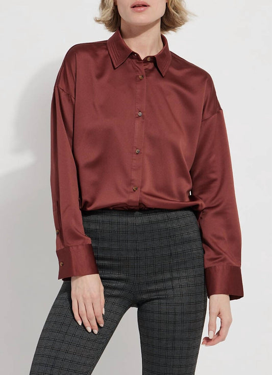 KRISTIN STITCHED SATIN SHIRT