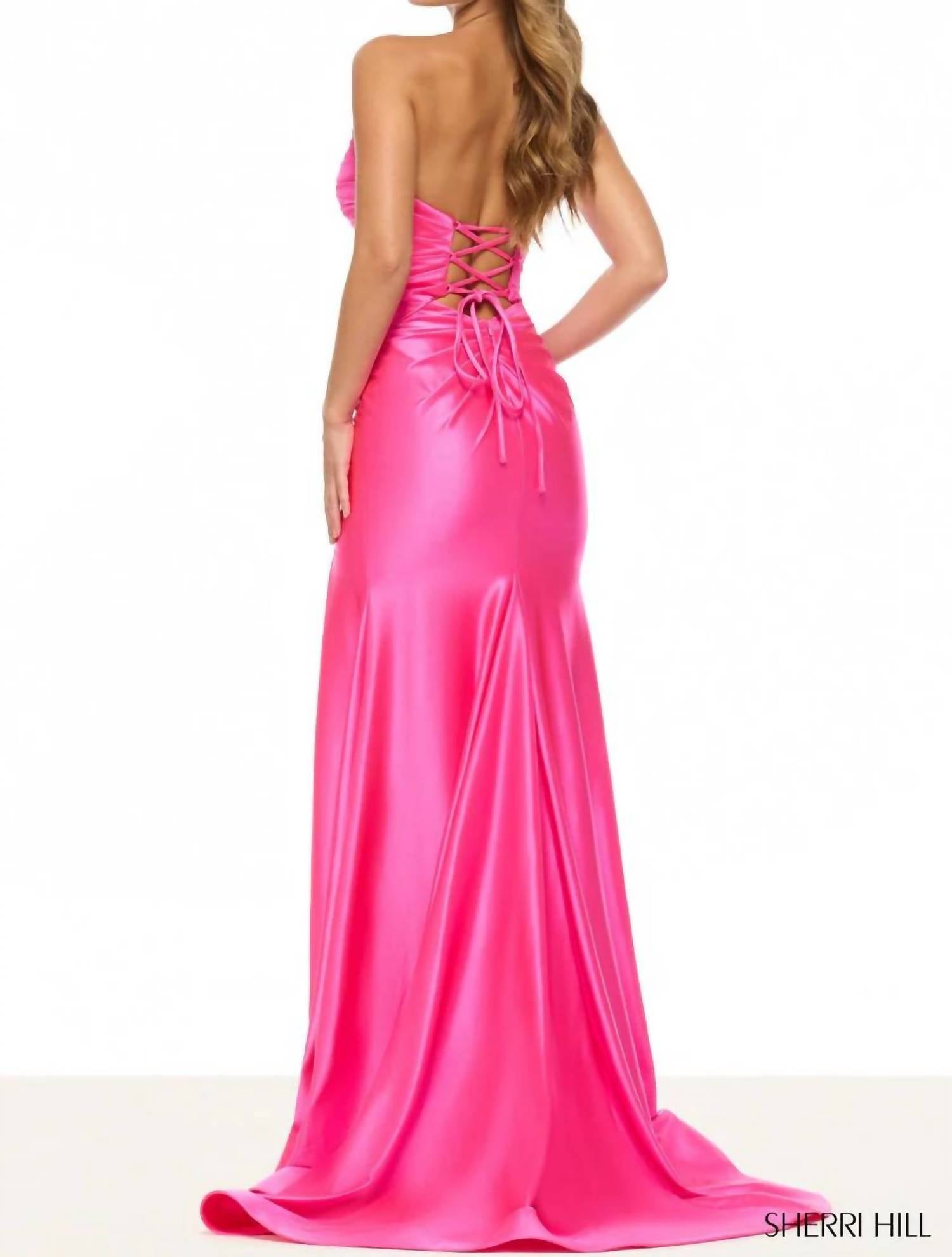 Sherri Hill - Strapless Stretch Satin Gown