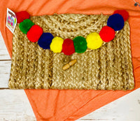 America & Beyond - Women's Pom Pom Clutch Bag