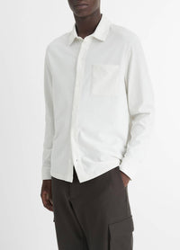 Vince - Sueded Cotton Jersey Long Sleeve Button-front Shirt