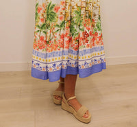 Skies Are Blue - Talli Tropical Scenic Print Sleeveless Midi Dress