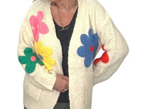 Made In Italy - Floral Applique Open Cardigan
